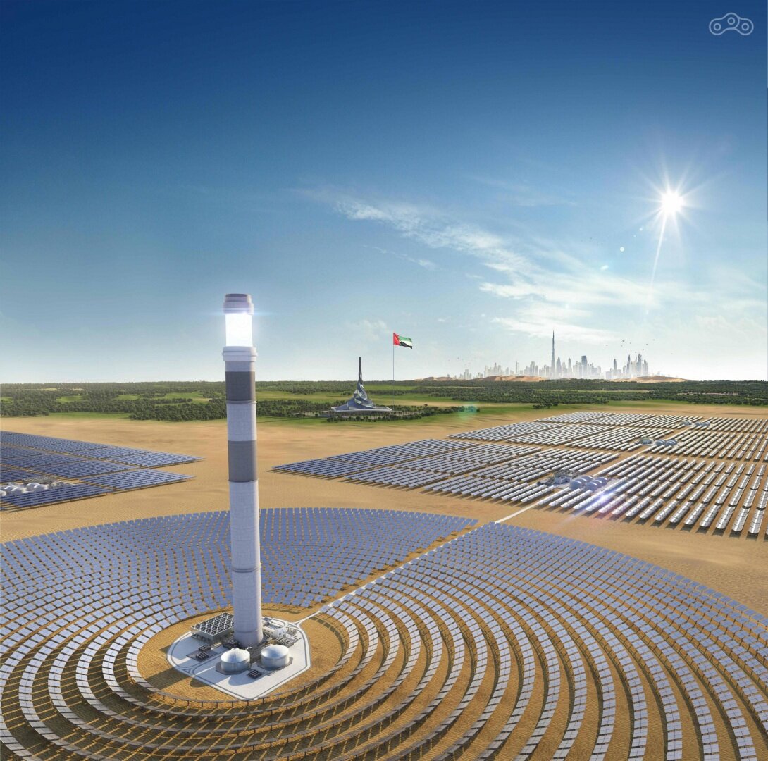  Центральная башня солнечной фермы Мохаммеда бин Рашида Аль Мактума
