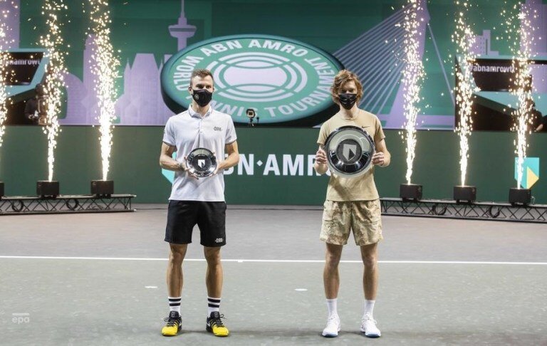 Courtesy photo. Andrey Rublev and Marton Fucsovics in Rotterdam 