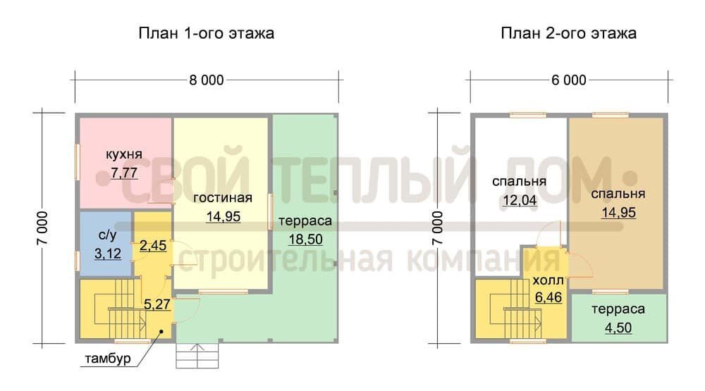 Планировка дома по проекту КД-27