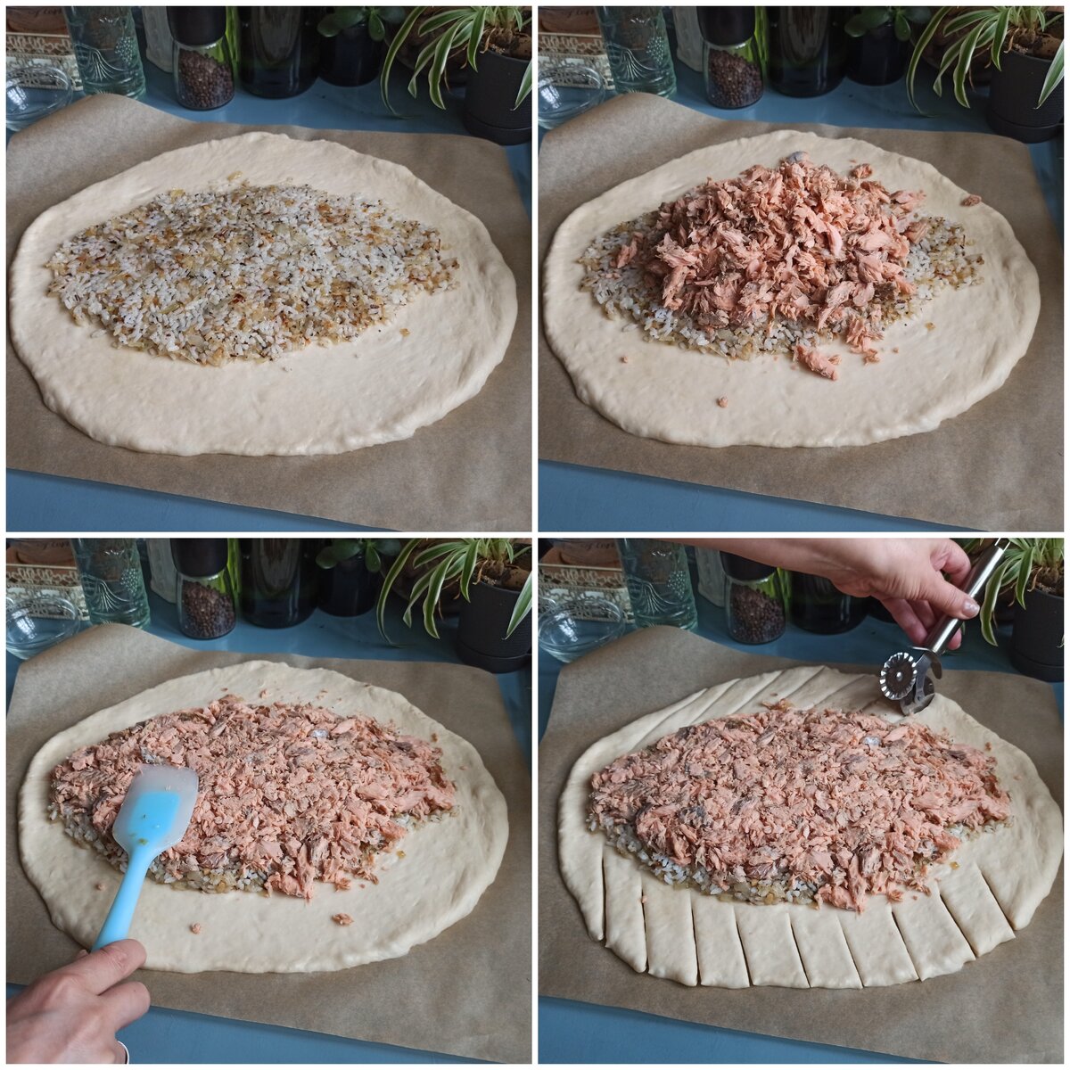 Пирог с горбушей и рисом