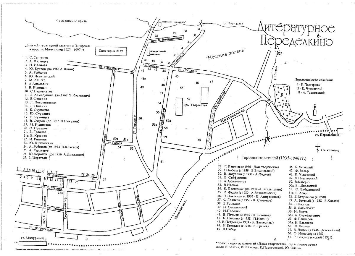 Переделкино карта поселка писателей