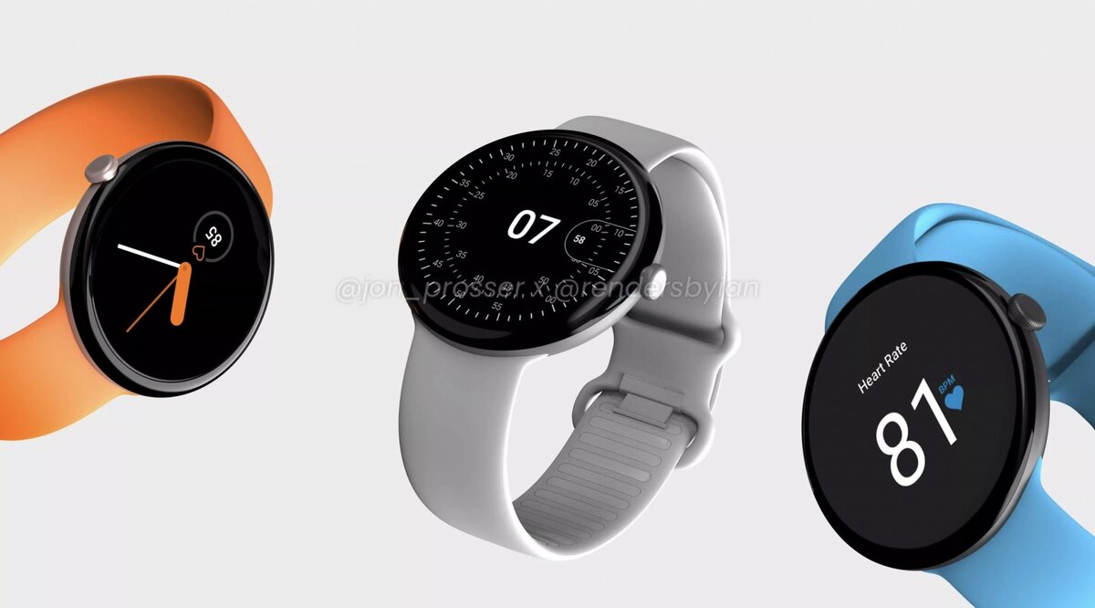 Смарт-часы Pixel Watch в нескольких цветовых вариантах