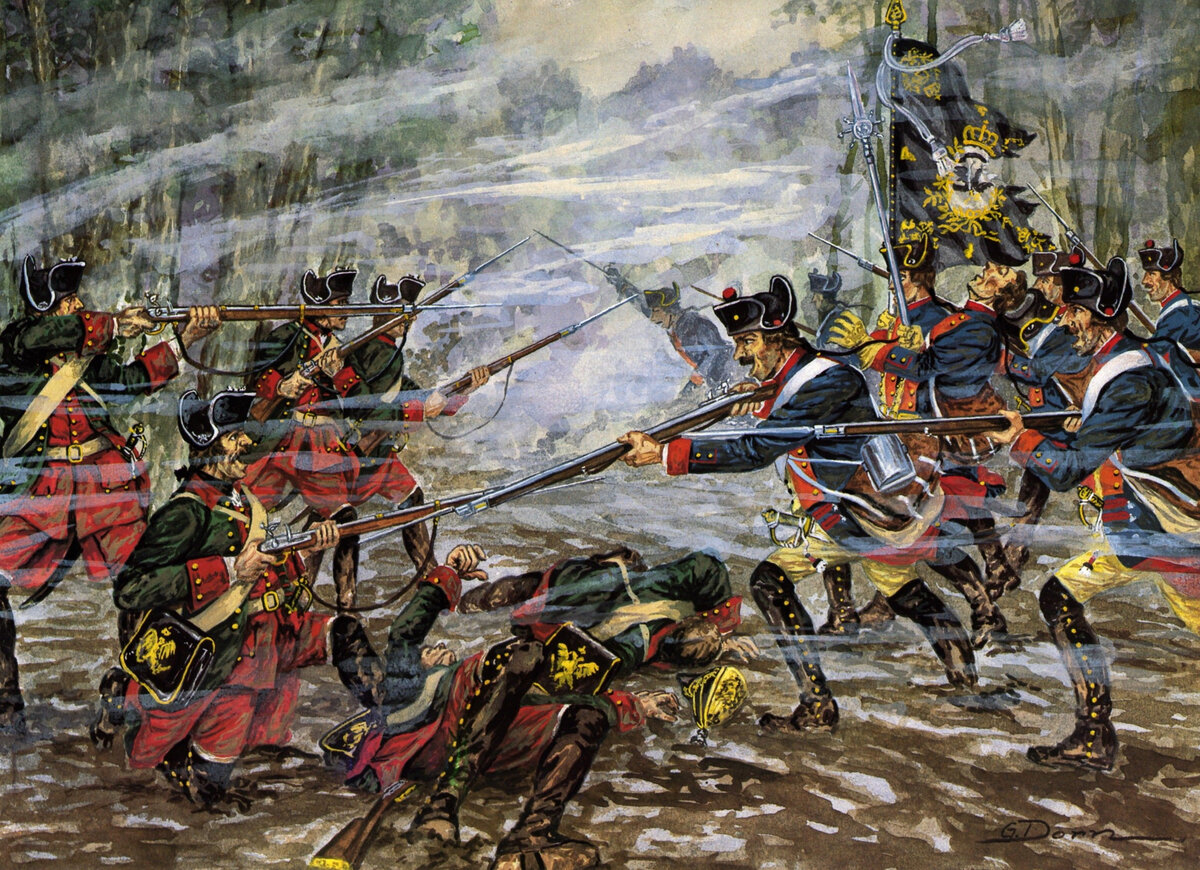 Сражение при Гросс-Егерсдорфе 30 августа 1757 года (немецкая иллюстрация)