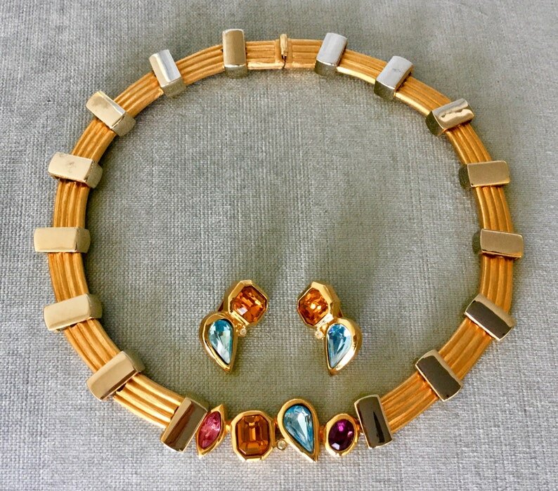 Maresco, чокер, клипсы золотого тона с цветными кристаллами