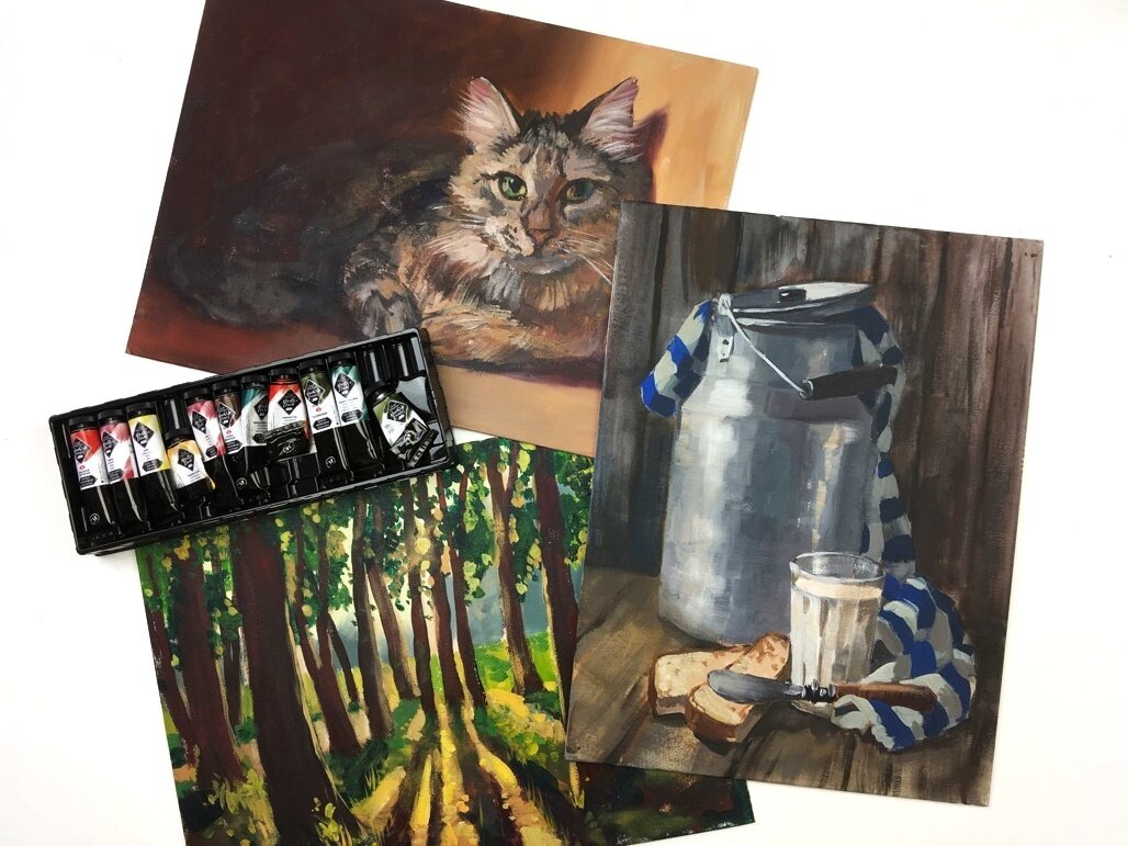 Работы Екатерины Бердюгиной, выполненные акрилом.