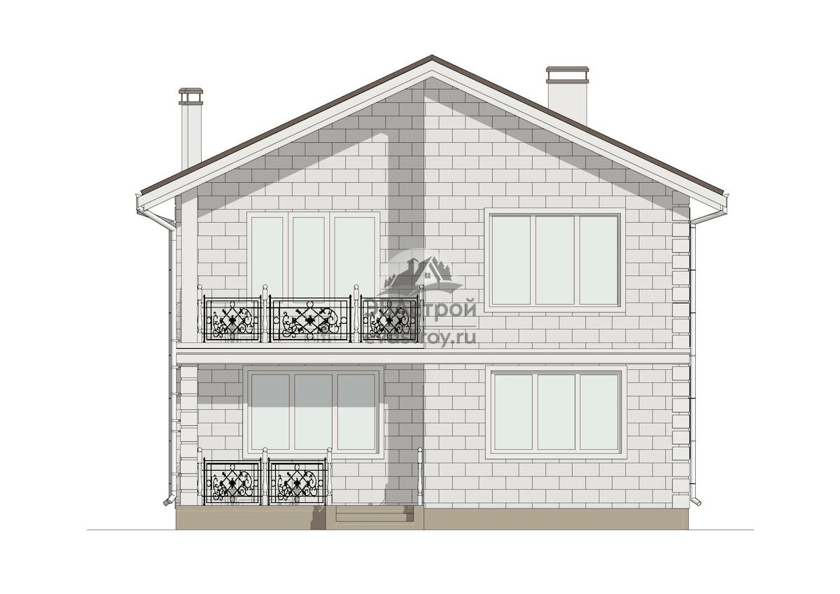 Проект двухэтажного дома 160 м2 с балконом, кабинетом и террасой | ЭВАстрой  | Дзен