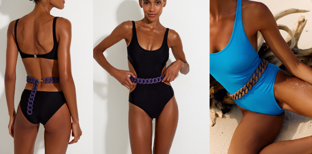 Коллаж автора, купальник с асимметричным вырезом по спине - 6 790 рублей,  Belle you