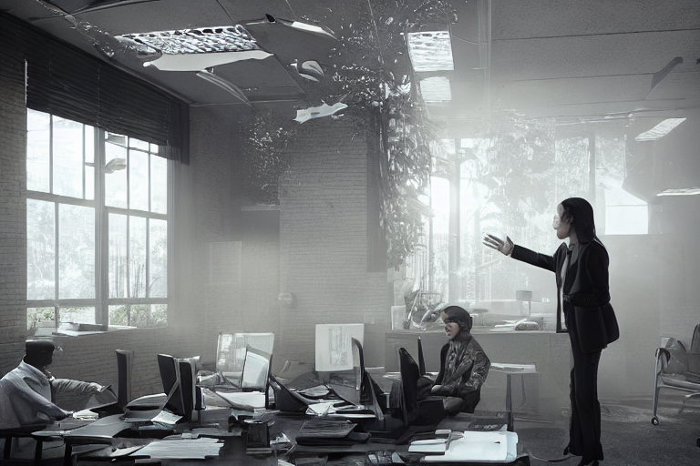 Так нейросеть представляет себе сценку: "Начальник ругает подчиненного"