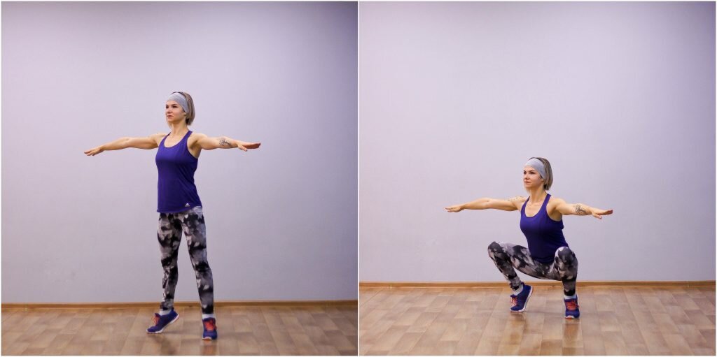Разминка приседания