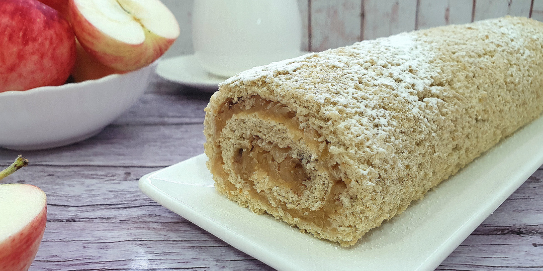 Диетический БИСКВИТНЫЙ РУЛЕТ с яблочной начинкой