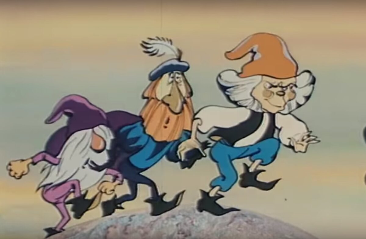 Два детских мультфильма   "Гномы и Горный Король" 1993 года Чудесный и светлый мультфильм-фантазия на тему Эдварда Грига. Использованы пьесы "Утро", "Шествие гномов" и "В пещере Горного короля".