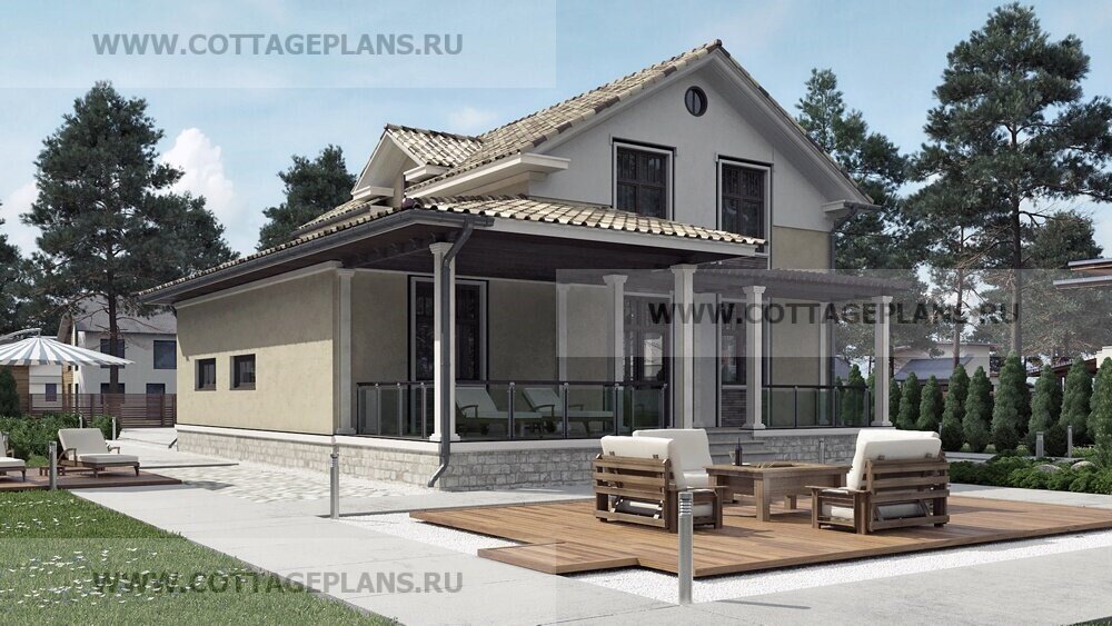 Вид на задний фасад. Источник изображения: канал автора проекта на Яндекс Дзен по адресу: https://zen.yandex.ru/id/5d832eb906cc4600ad431a6d. 