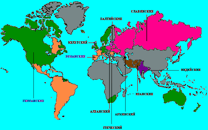 Карта языковых семей европы