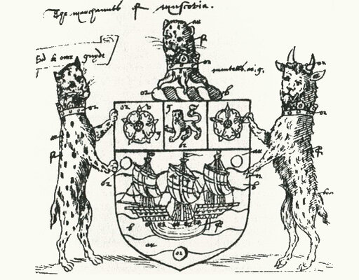 Герб Московской торговой компании. Рисунок XVI века.   Иллюстрация из книги А.Широкорада " Англия. Ни войны, ни мира"
