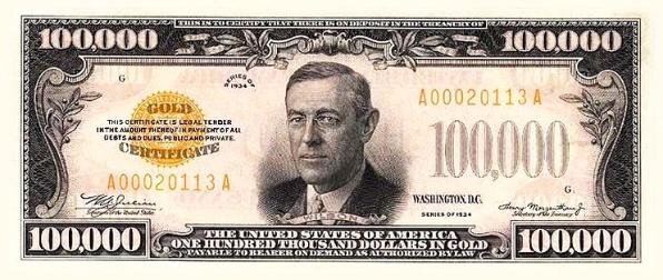 Купюра 100 000$ США