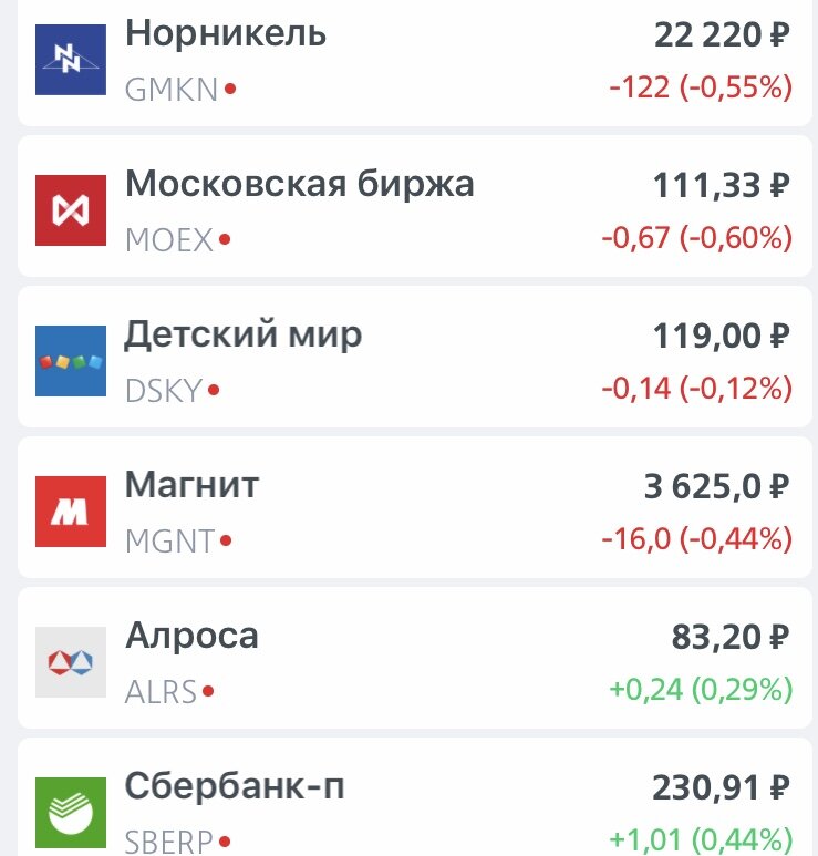 Картинка из приложения ВТБ инвестиции