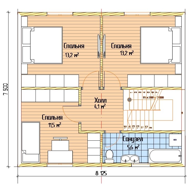 Дом из СИП-панелей 7,7 х 8,125 м. с мансадным этажом, площадью 114 кв.м. ??