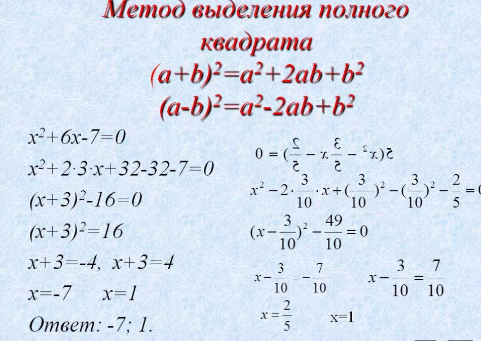 X квадрат 2x 6. Выделение полного квадрата. Метод выделения полного квадрата. Метод выделения полного квадрата примеры. Метод выделения полного квадрата формула.