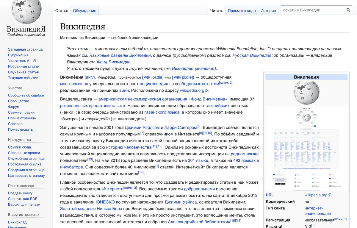 Статья о Википедии в Википедии