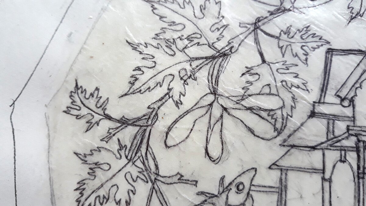 эскиз кленовой ветки