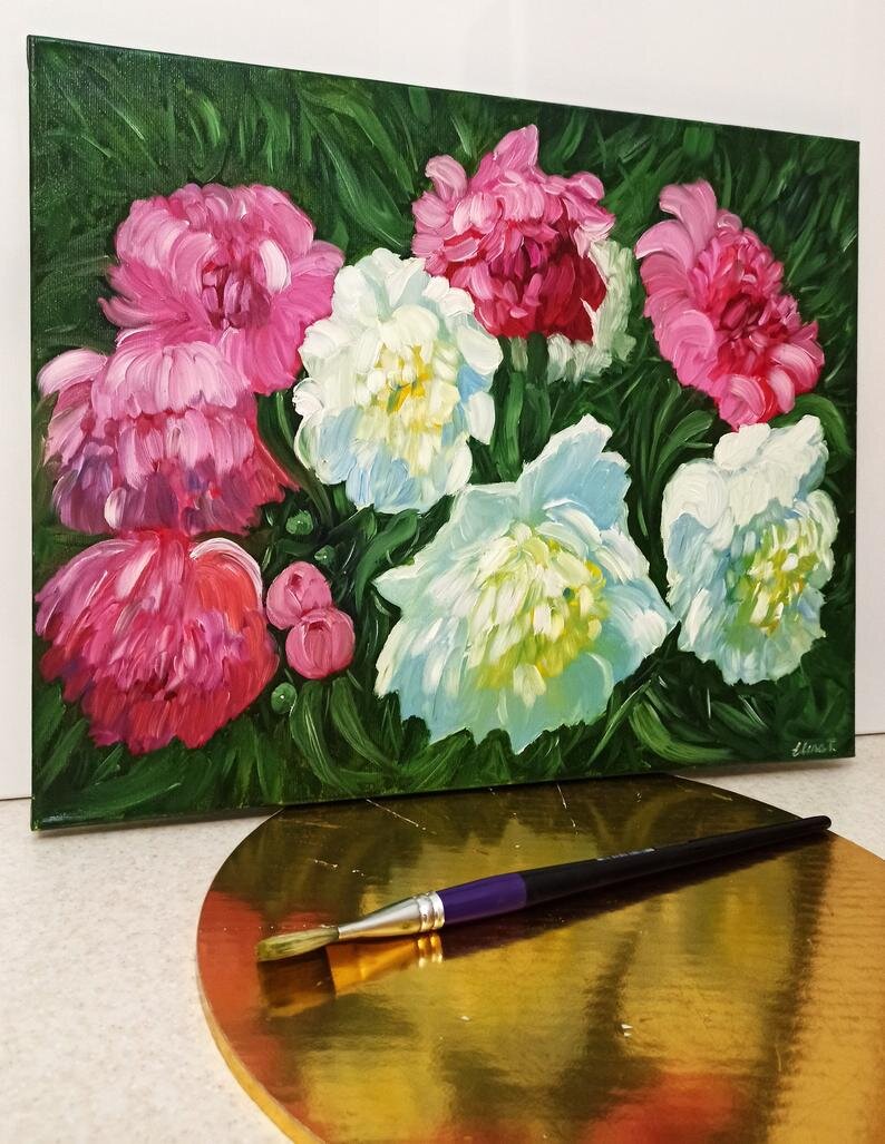 Картина Маслом "Пионы" Размер 40*50 