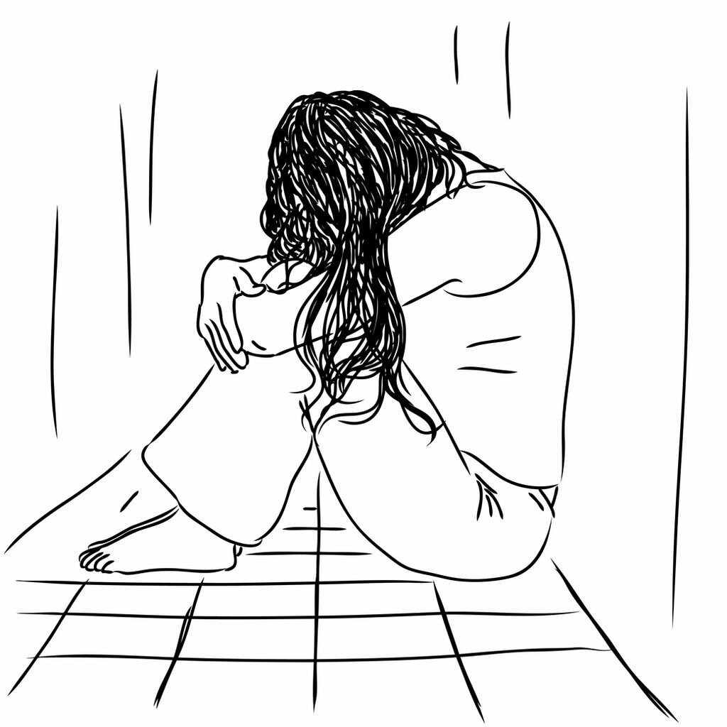 Иллюстрация. Девушка депрессия
