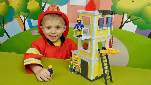 Пожарный Сэм и тренировочная башня   Играем с Даником в пожарных  Fireman Sam and fire rescue tower