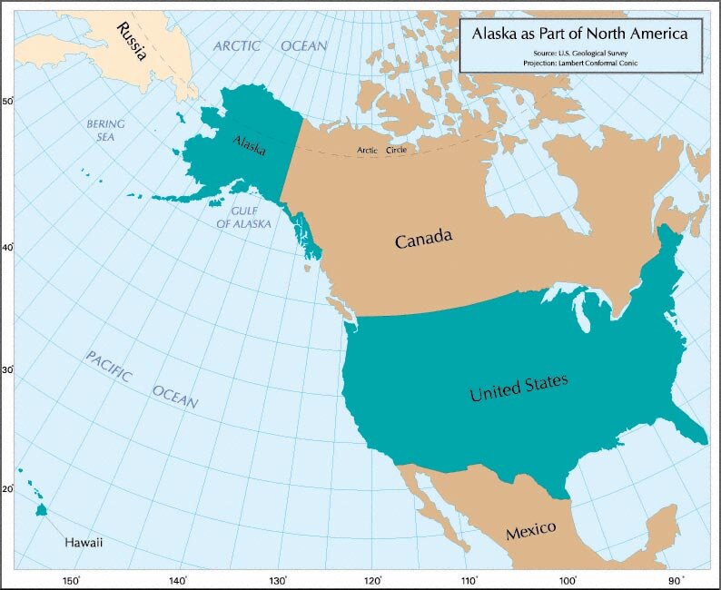 Карта сша с аляской