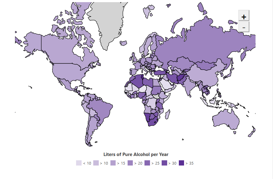 Алкоголизм в мире карта