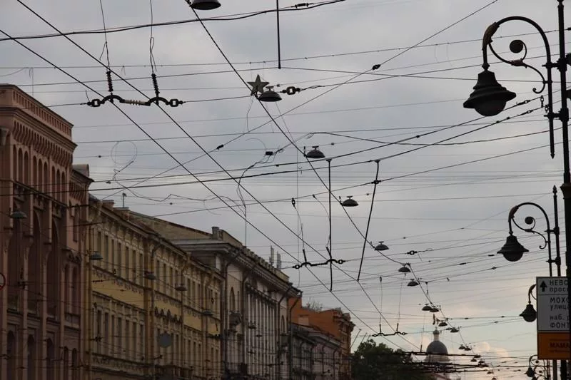 Пр без. Невский Питер провода. Невский проспект электропровода. Провода в городе. Провода на улице.