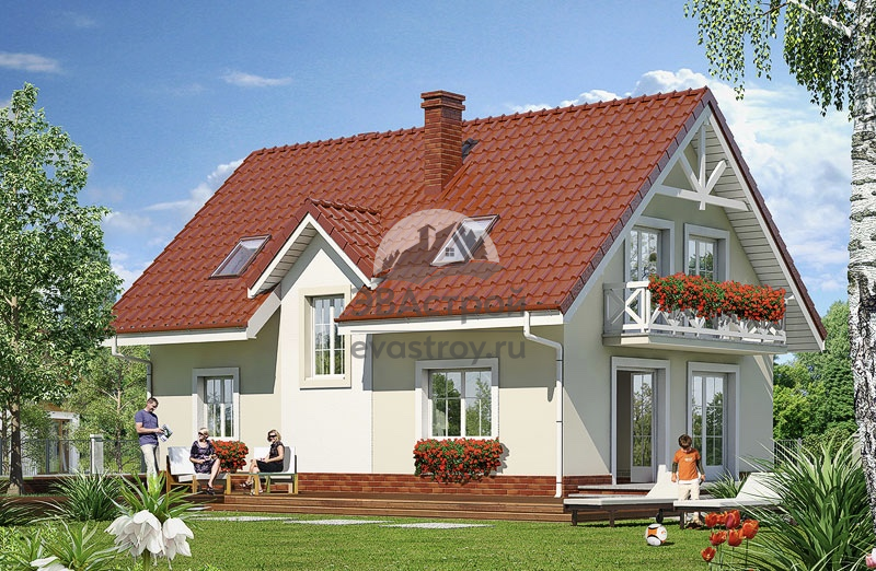 Проект дома 158 м2 с мансардой, балконом и террасой - 104-15