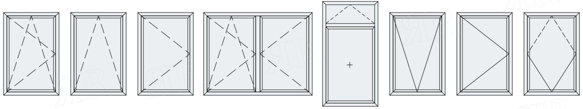 Варианты открываний створок