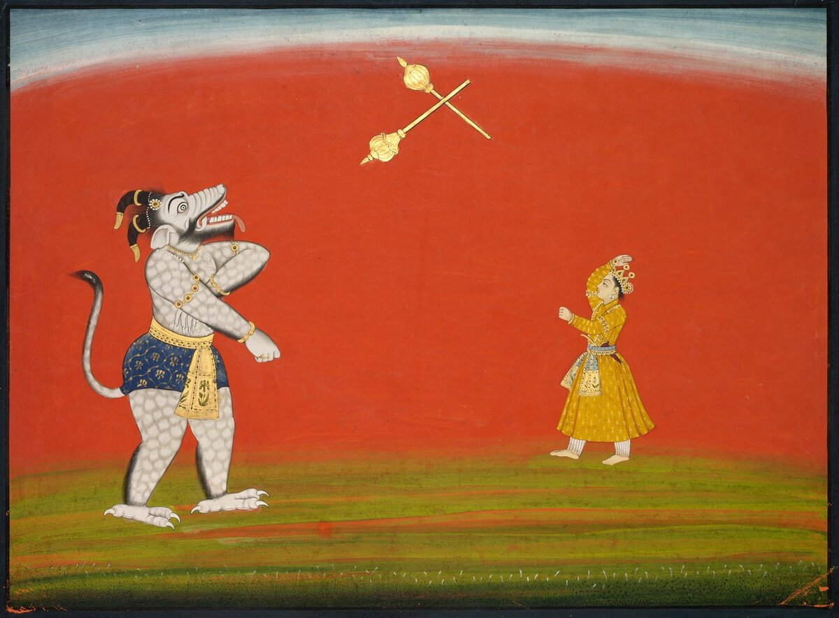 Прадьюмна сражается с Шамбарой. Изображение clevelandart.org