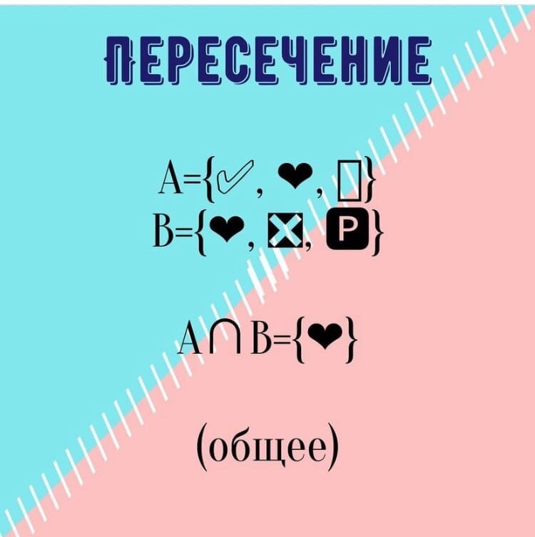 В пересечение попадут лишь те элементы, которые есть и в A, и в B одновременно