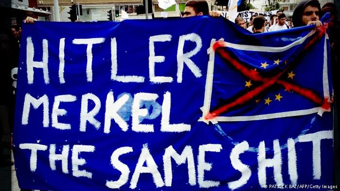 "Hitler Merkel the same shit" comparison that says Iconic German (former communist) leader is just another Fuhrer trying to conquer Europe again, this time via the #EU