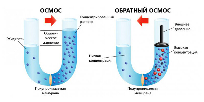 Как работает обратный осмос для очистки воды схема