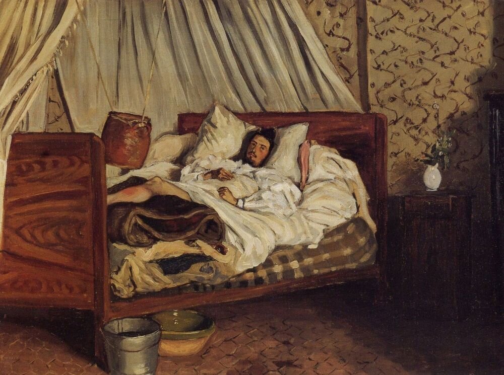 Импровизированный госпиталь. Моне после несчастного случая в Шайи, 1865г 