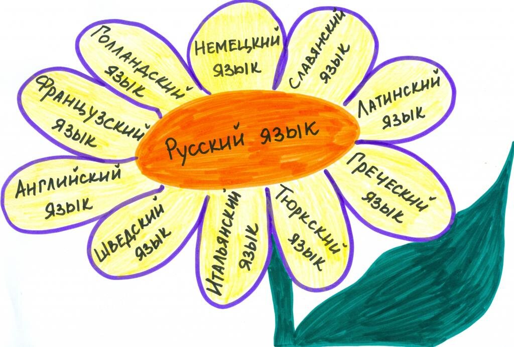 Так можно изобразить схему заимствований в русском языке