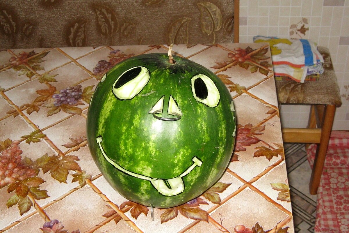 Те самые арбуз и розы. Фото сделано 10 лет назад, когда телефоны были без трёх камер, в моде — ботфорты, а молодежь толковее :)