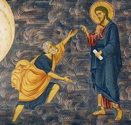 Спасение утопающего Петра. Фрагмент иконы