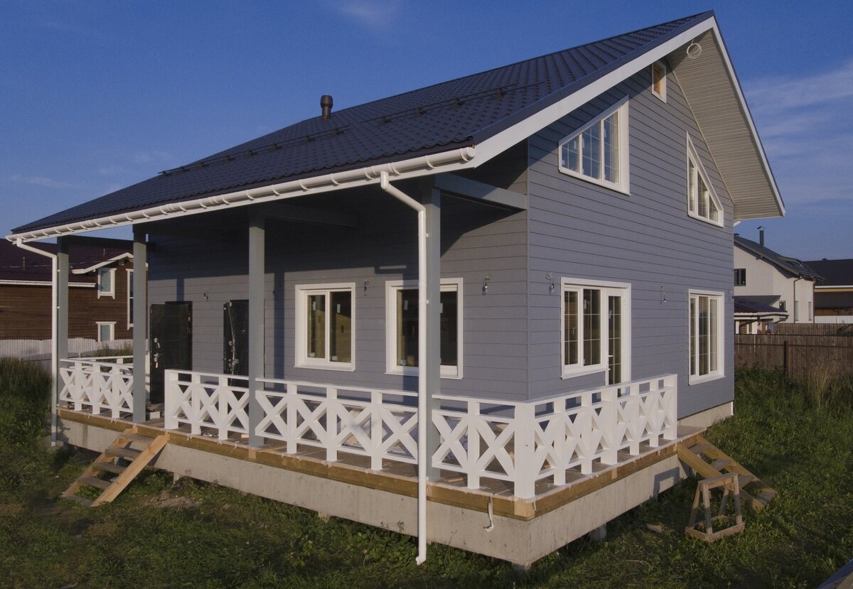 Фото дома после завершения строительства. Перспективный вид.