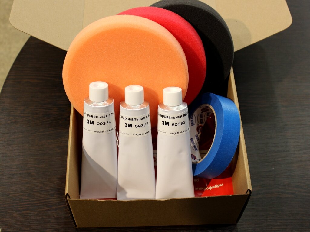 Набор для полировки сильно изношенного тёмного кузова авто