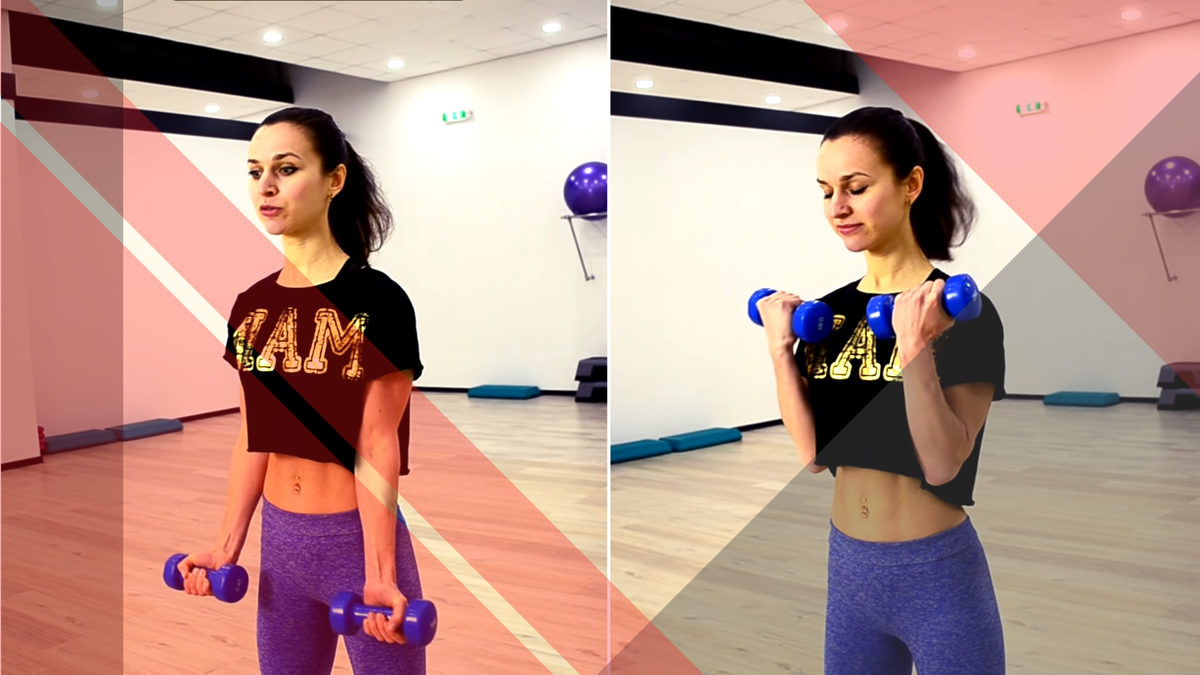 Сгибание гантелей стоя на бицепс 