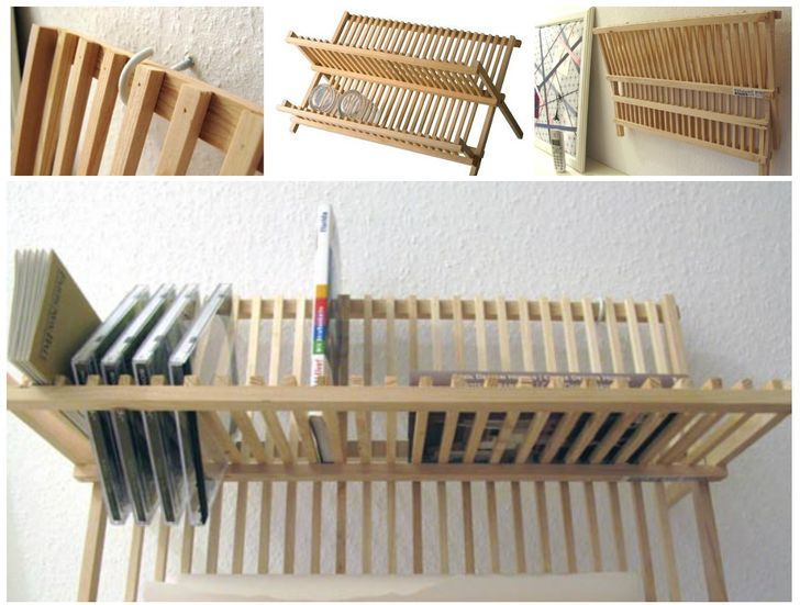Часто на столе не хватает места для хранения разных мелочей. В этом случае настольную полочку можно легко превратить в настенную, причем складную. Она не только позволит организовать пространство, но и украсит его. 