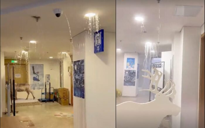 Олимпийская деревня  в Китае . водопад с потолка. Фото взято из открытых источников интернета. 