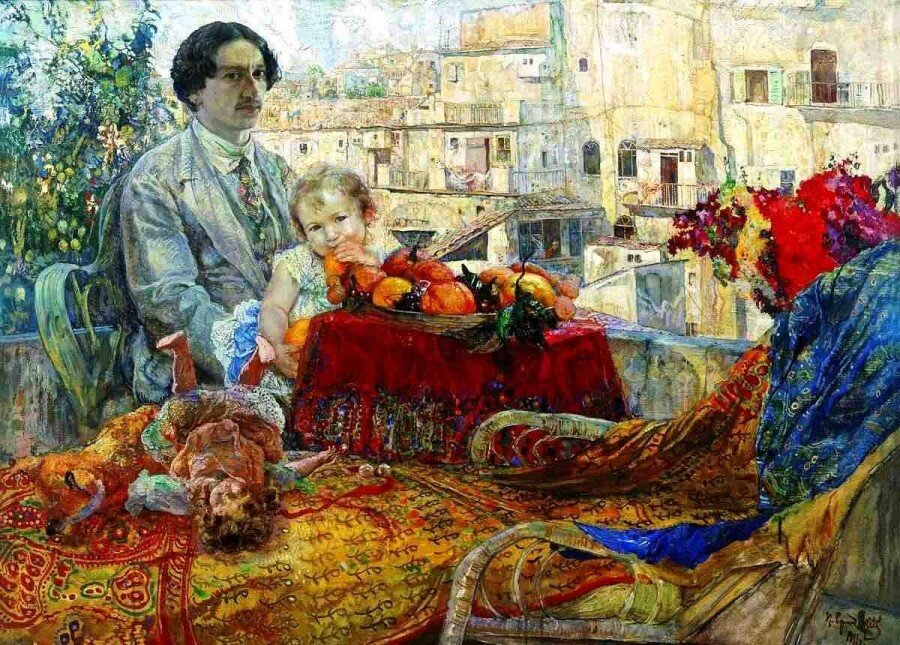 Исаак Бродский. «Автопортрет с дочерью», 1911