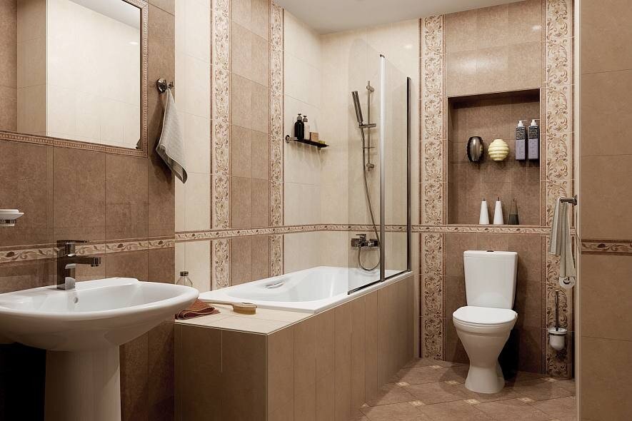 Керамическая плитка в ванной дизайн