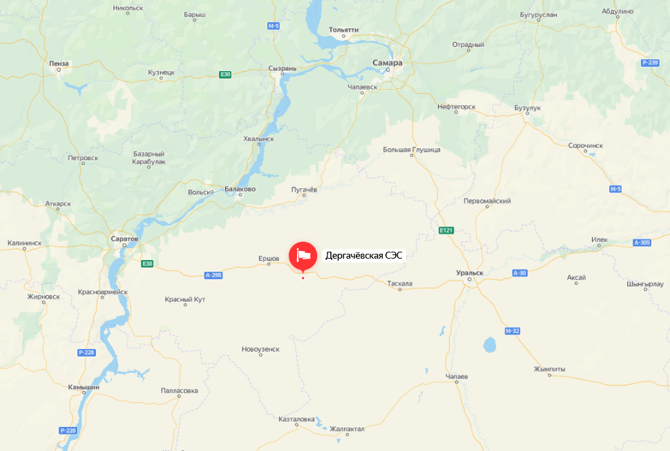 Расположение Дергачевской СЭС