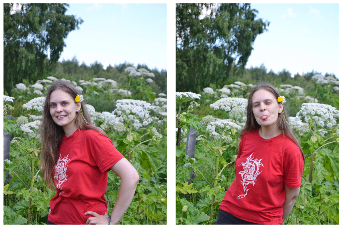 Радостно сверкаю ягодицами в борщевике, не подозревая о будущем. 