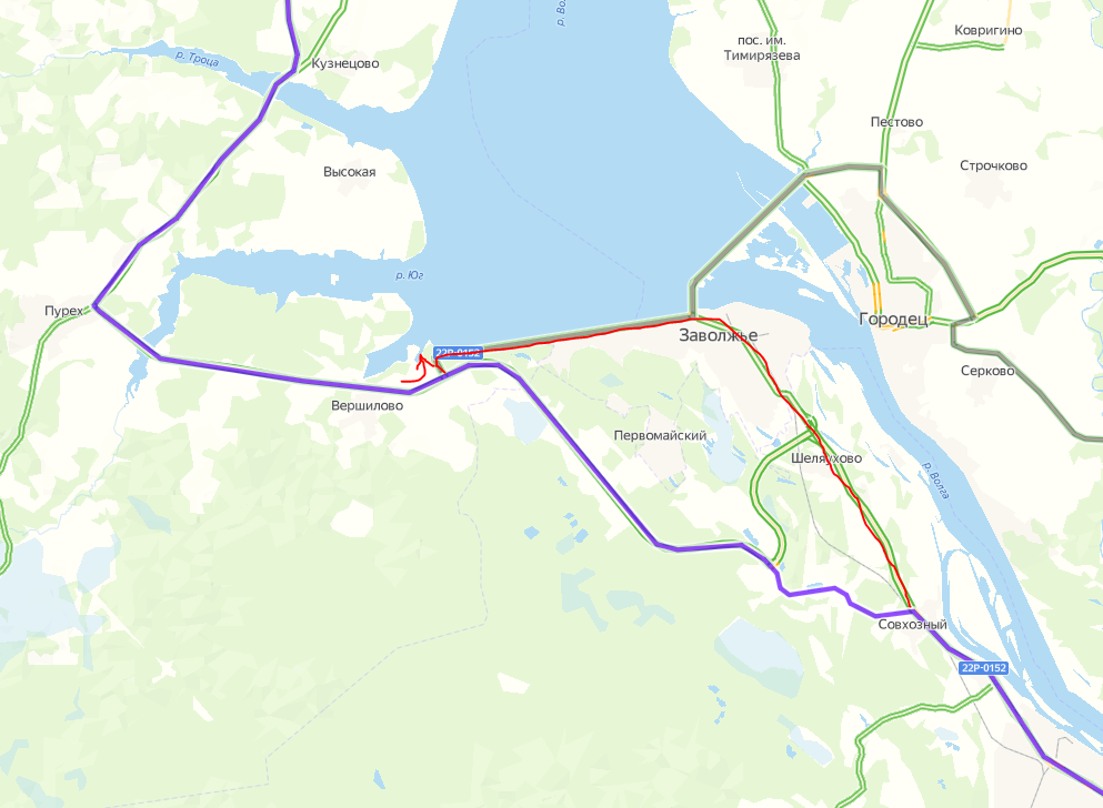 Отметила красным нужный поворот.